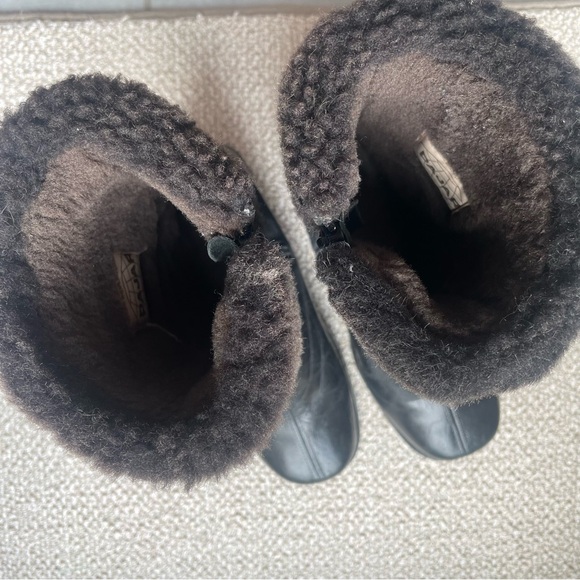 Pajar Shearling Leather with Sherpa Black Brown Winter Boots Heels Size 38 / 7.5 - Picture 4 of 9
